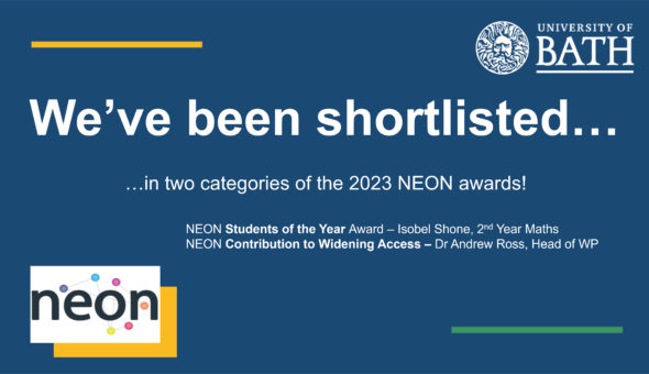 A banner celebrating shortlisting for NEON awards
