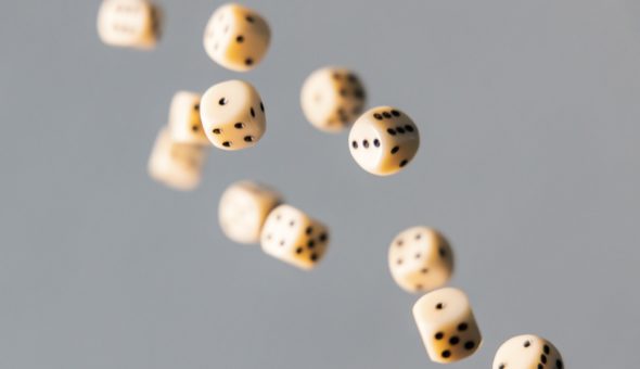 A number of dice falling